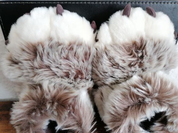 John Lewis Boy Toddler Slippers Size 9 Fury Bear Paws With Claws Strip Fasten - Picture 8 of 10